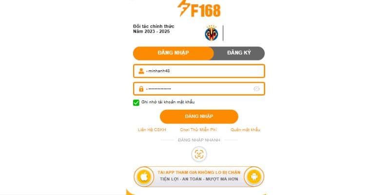 Hướng dẫn đăng nhập F168 chuẩn